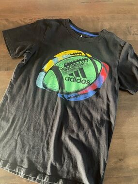 adidas Black Tee with Multicolor Football Graphic